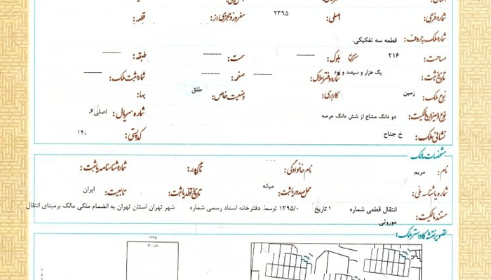 مشخصات ثبتی ملک